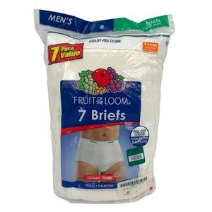 NEW VTG Fruit of the Loom 2009 Classic White Briefs Cotton 7 Pack Underwear XL